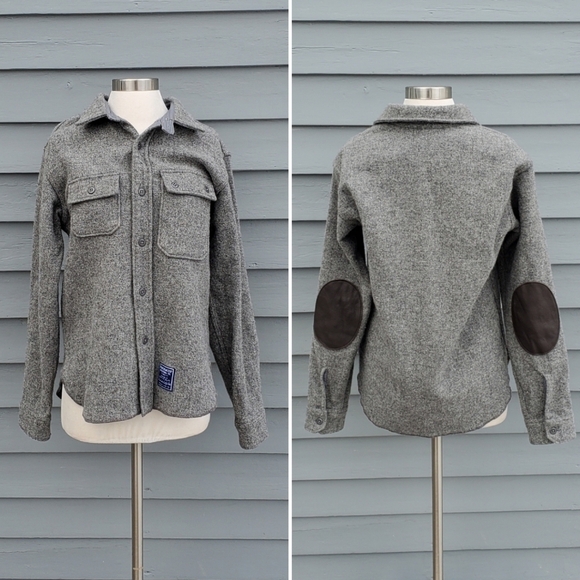 Engineered Garments Faribault Woolen Mills Gray Wool Military Blanket CPO Shirt - Picture 1 of 7